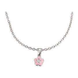 Náušenice a náhrdelník s přívěskem růžová květina (925 stříbro) 